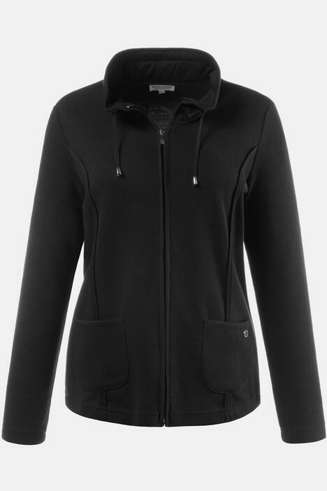 Sweatjacke, Teilungsnähte, Stehkragen, Bindeband