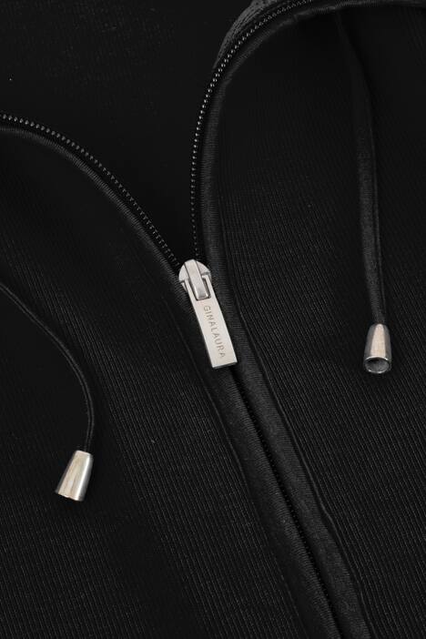 Sweatjacke, Teilungsnähte, Stehkragen, Bindeband