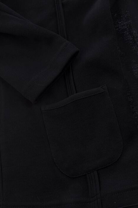 Sweatjacke, Teilungsnähte, Stehkragen, Bindeband