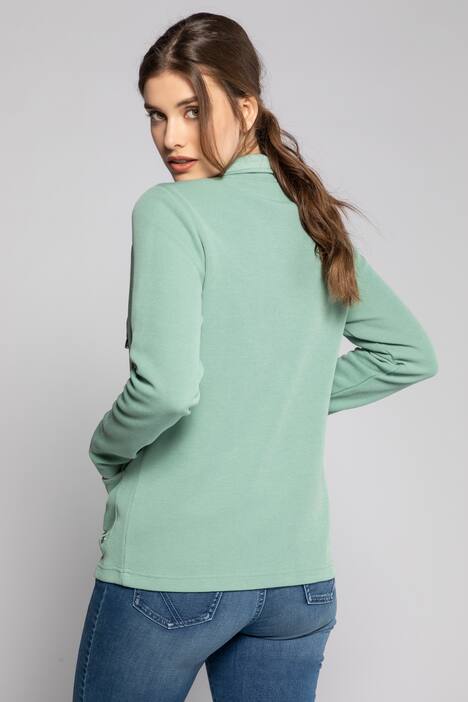 Sweatjacke, Teilungsnähte, Stehkragen, Bindeband