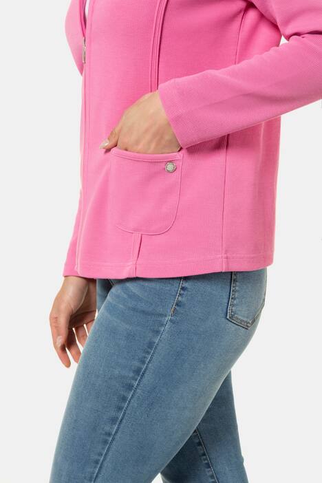 Sweatjacke, Teilungsnähte, Stehkragen, Bindeband