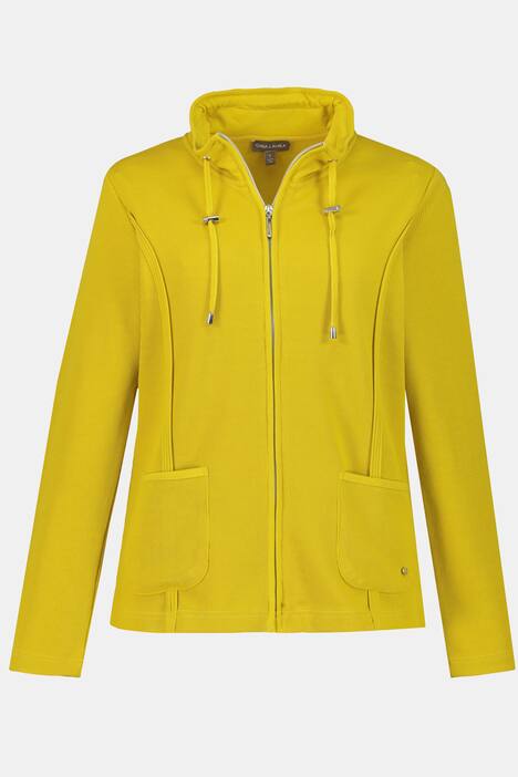 Sweatjacke, Teilungsnähte, Stehkragen, Bindeband