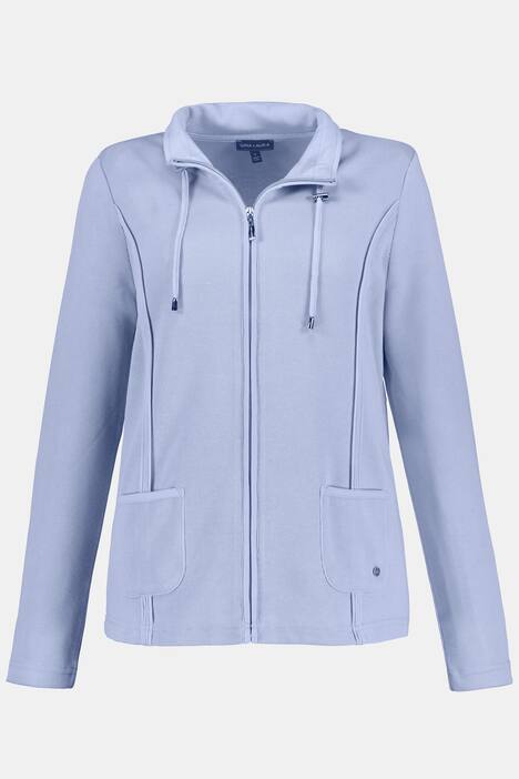 Sweatjacke, Teilungsnähte, Stehkragen, Bindeband