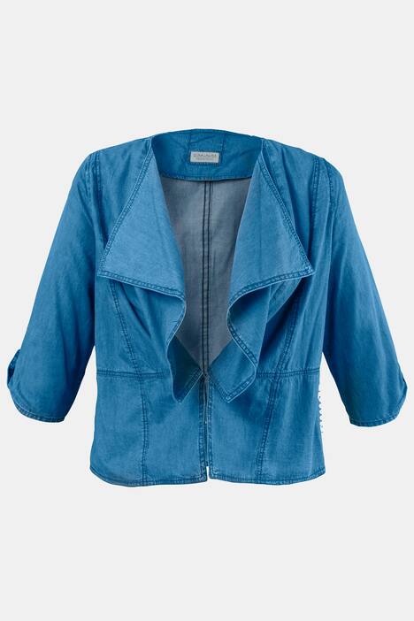 Jeansblazer, modern, offener Blusenblazer, 3/4 Arm