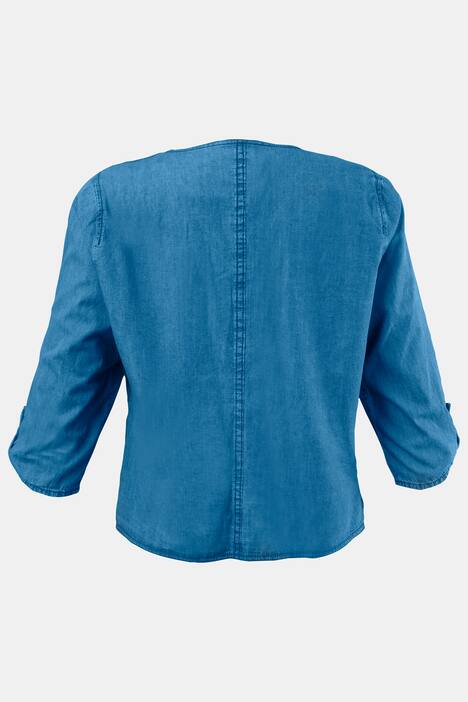 Jeansblazer, modern, offener Blusenblazer, 3/4 Arm