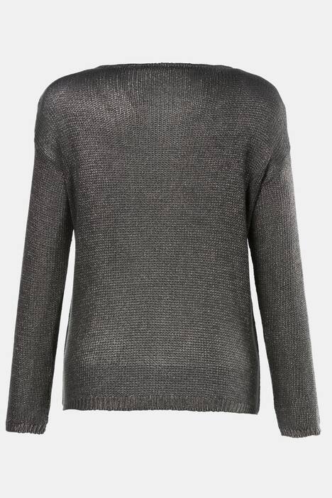 Pullover, U-Boot-Ausschnitt, Silberdruck, Strick