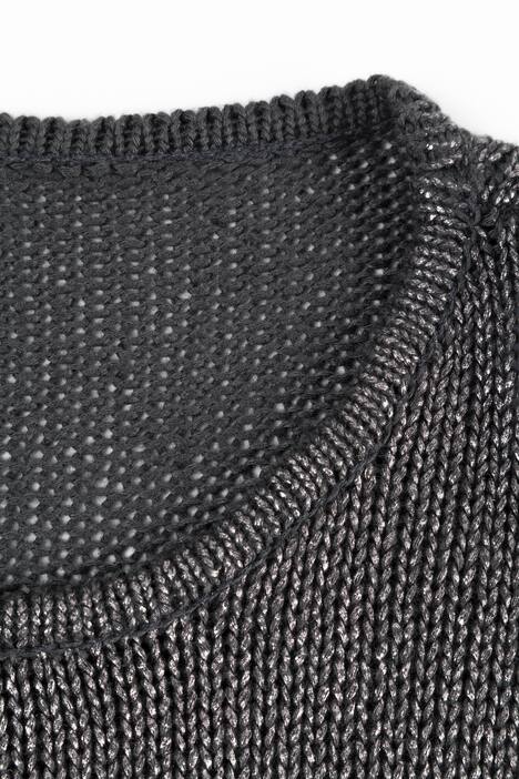 Pullover, U-Boot-Ausschnitt, Silberdruck, Strick