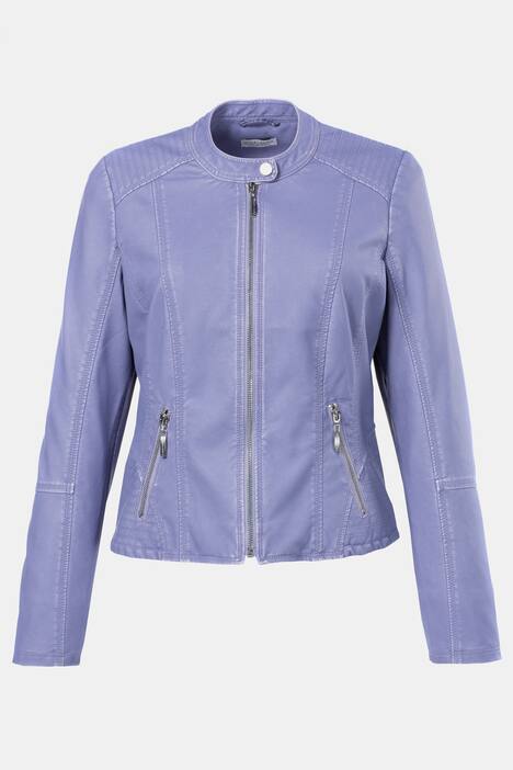 Bikerjacke, Stehkragen, Bikersteppung (Schulter)