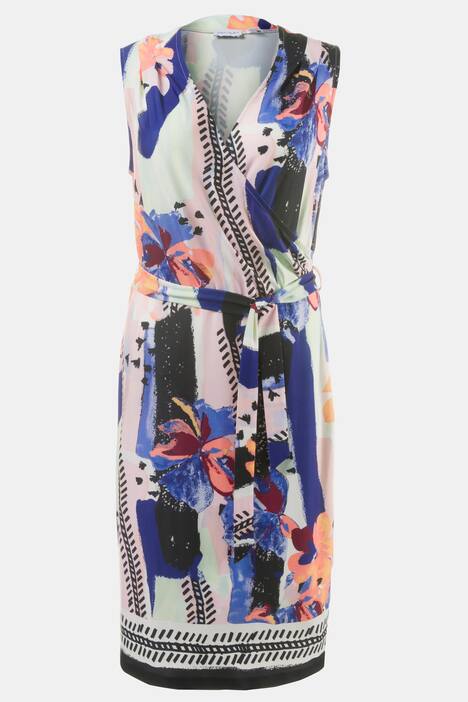 Kleid, Wickeloptik, moderner Druck rundherum
