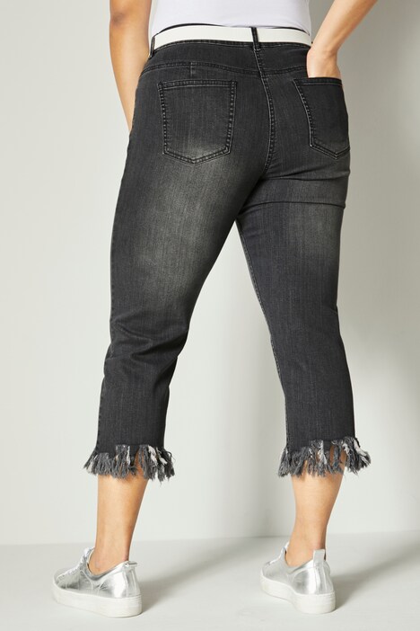 3/4-Jeans, Slim Fit, Fransensaum, 5-Pocket