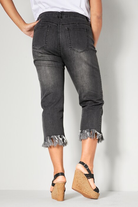 3/4-Jeans, Slim Fit, Fransensaum, 5-Pocket