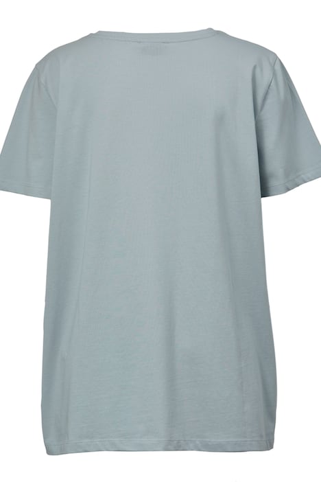 T-shirt à manches courtes, col V et imprimé cœur argenté