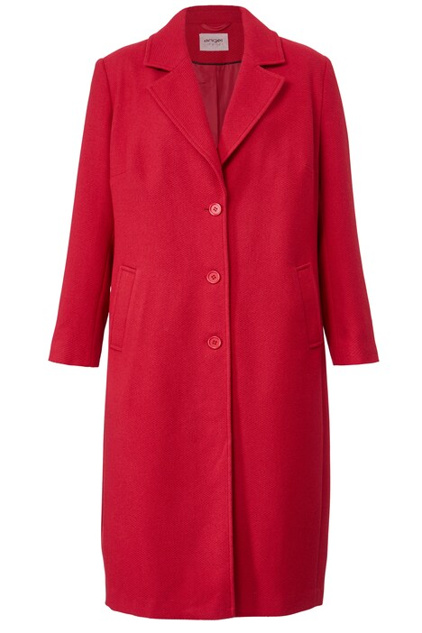 Manteau court en matière texturée, avec revers et manches longues