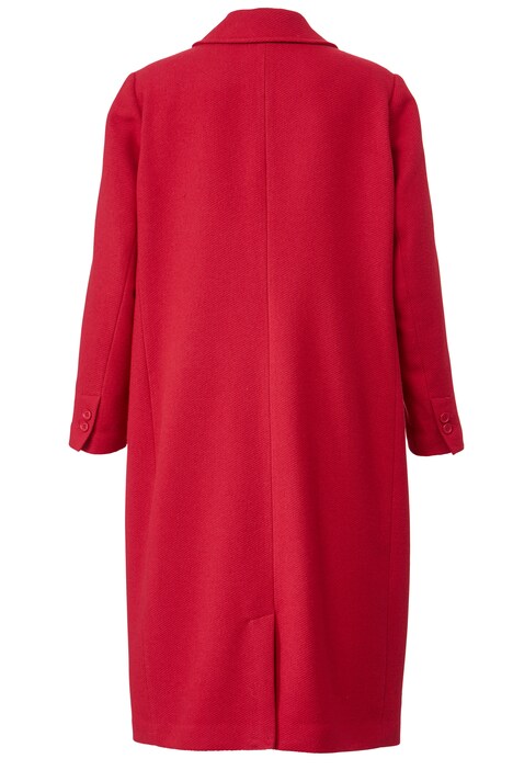Manteau court en matière texturée, avec revers et manches longues