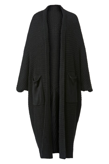 Strickponcho, oversized, Strukturstrick offene Form, Langarm
