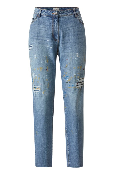 Jeans, Straight Fit, Farbspritzer, Destroy-Effekte, 5-Pocket