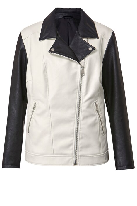 Bikerjacke, Lederoptik, zweifarbig, Revers, Langarm