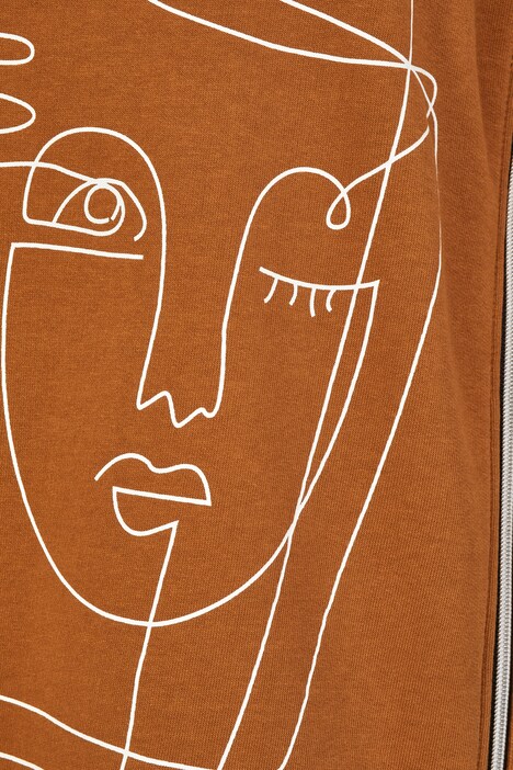 Long sweat-shirt oversized avec imprimé gribouillages et zip devant