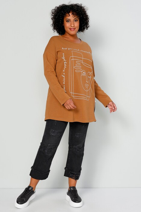 Long sweat-shirt oversized avec imprimé gribouillages et zip devant