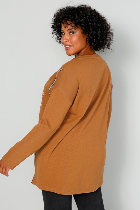 Long sweat-shirt oversized avec imprimé gribouillages et zip devant