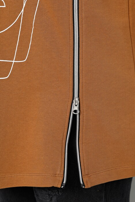 Long sweat-shirt oversized avec imprimé gribouillages et zip devant