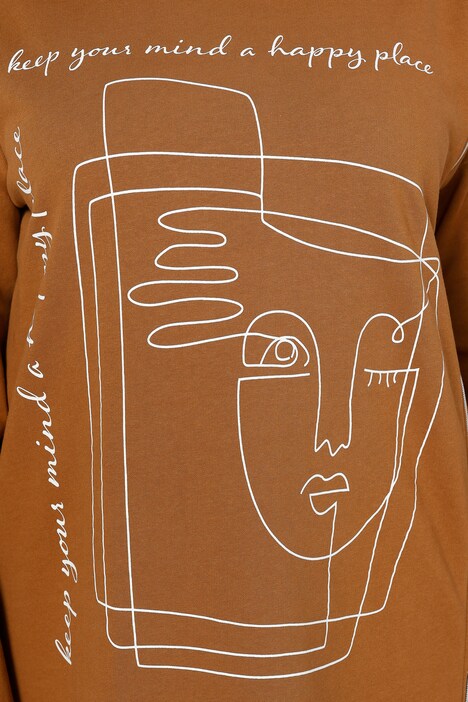 Long sweat-shirt oversized avec imprimé gribouillages et zip devant
