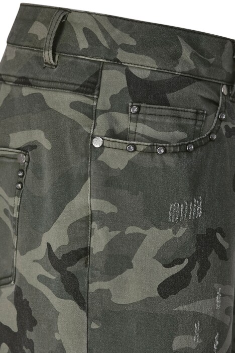 3/4-broek, comfortabele fit, camouflage, destroyed effecten, patches