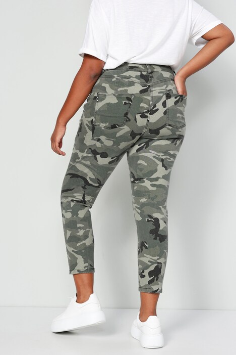 3/4-broek, comfortabele fit, camouflage, destroyed effecten, patches