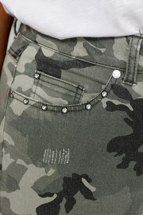 3/4-broek, comfortabele fit, camouflage, destroyed effecten, patches