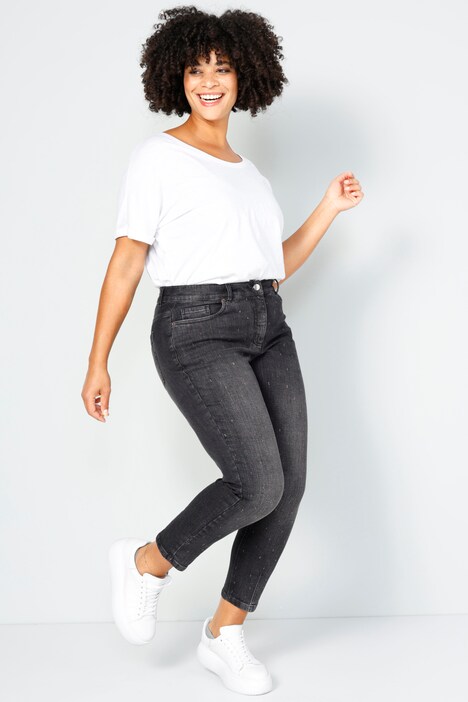 Jean 7/8 coupe Slim Fit à 5 poches avec strass