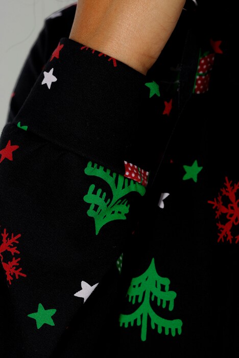 Combinaison en molleton avec motif de Noël, avec capuche, zip et manches longues