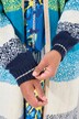 Cardigan à manches longues, maille fine avec larges rayures « colour block », coupe ouverte