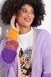 Cardigan aperto in maglia fine con righe e maniche lunghe