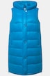 Long quilted vest, hood, side slits, sleeveless