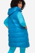 Long quilted vest, hood, side slits, sleeveless
