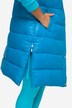 Long quilted vest, hood, side slits, sleeveless