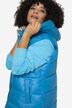 Long quilted vest, hood, side slits, sleeveless