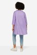 Long Smiley Pattern Crew Neck Shirt with Long Sleeves and Rounded Hem