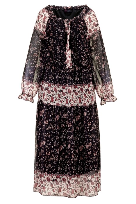 Maxikleid, Mustermix, Rundhals mit Schlitz