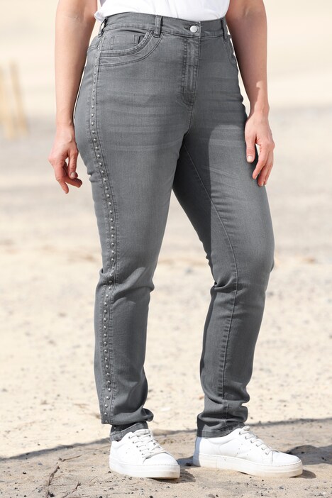 Jeans, Straight Fit, Ziernieten, 5-Pocket