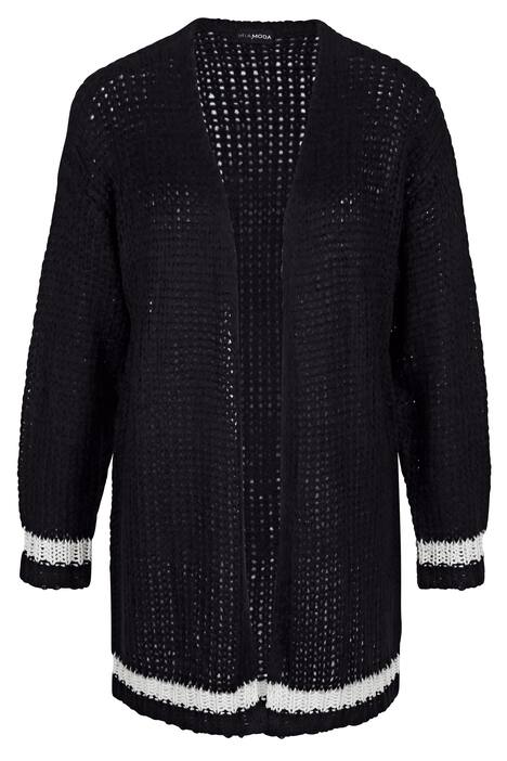 Cardigan coupe ouverte avec bords rayés