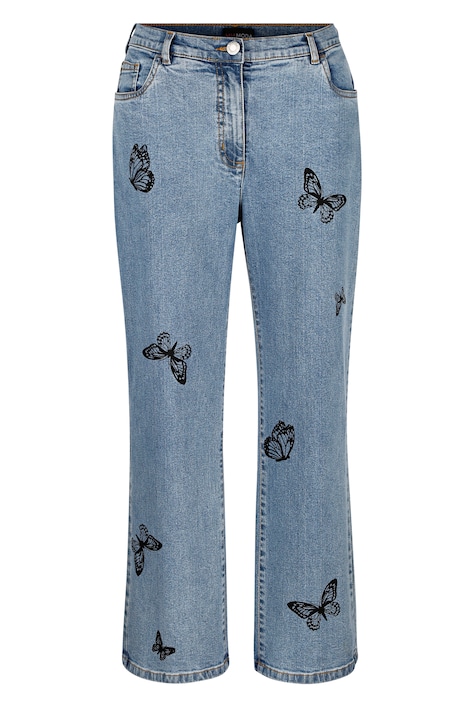 Jean 7/8 coupe Straight Fit à 5 poches, papillons