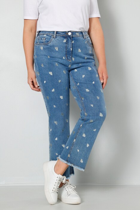 7/8-Jeans, Slim Fit, Herzen-Stickerei, 5-Pocket