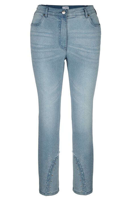 Jean 7/8 coupe Slim Fit à 5 poches avec strass sur l'ourlet
