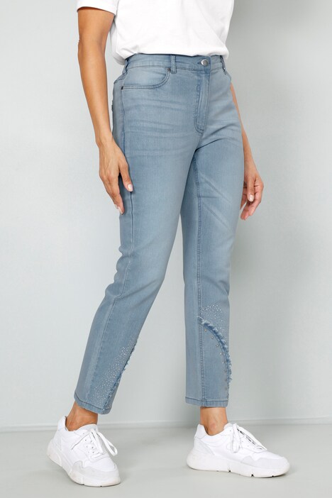 Jean 7/8 coupe Slim Fit à 5 poches avec strass sur l'ourlet