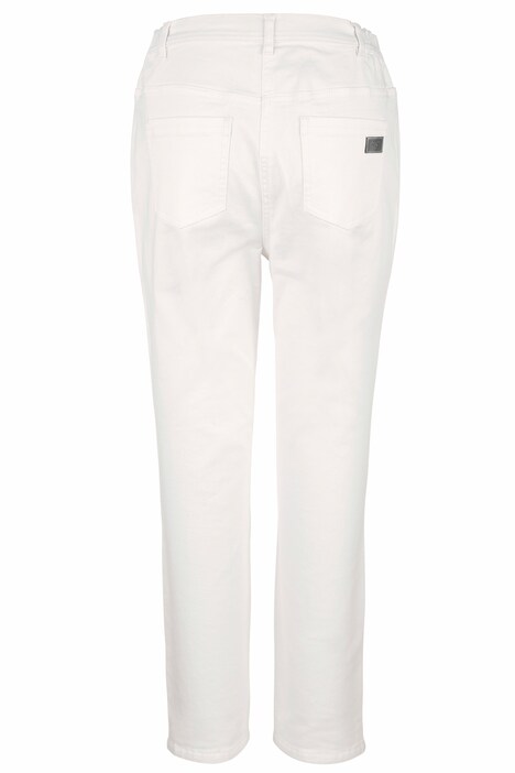 Jean 7/8 coupe Slim Fit à 5 poches, avec broderie ajourée sur l'ourlet