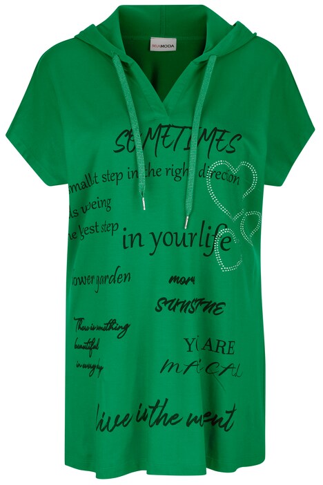 Longshirt, Kapuze, Schriftdruck, Halbarm