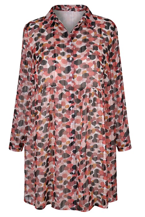 Longbluse, Alloverdruck, Chiffon mit Glanzstreifen