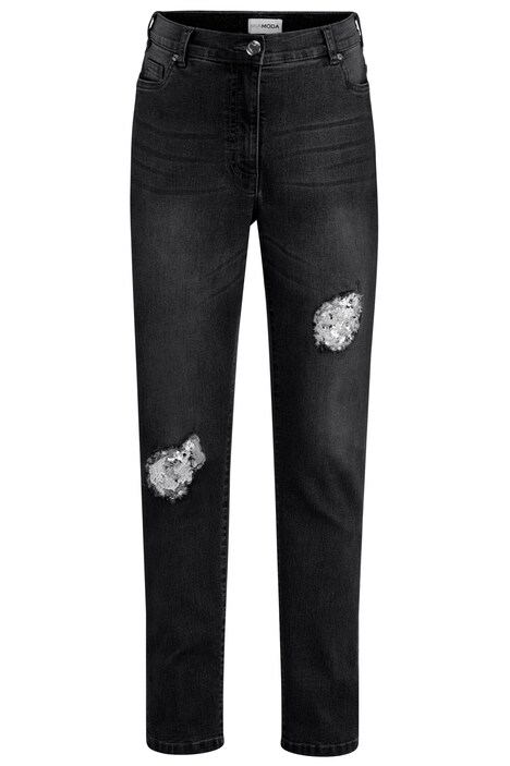 Jeans, Slim Fit, destroyed mit Pailletten, 5-Pocket