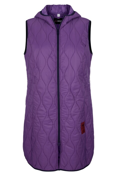 Long-Steppweste, Kapuze, Zipper